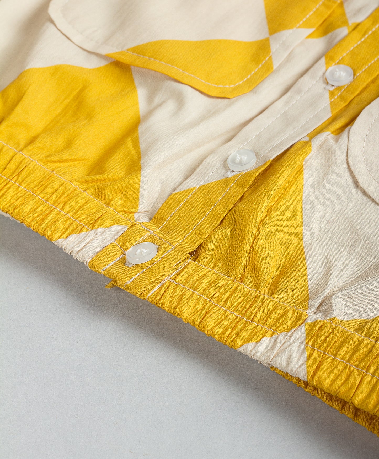 YELLOW DIAMOND PRINT TOP WITH ELASTICATED WAISTBAND