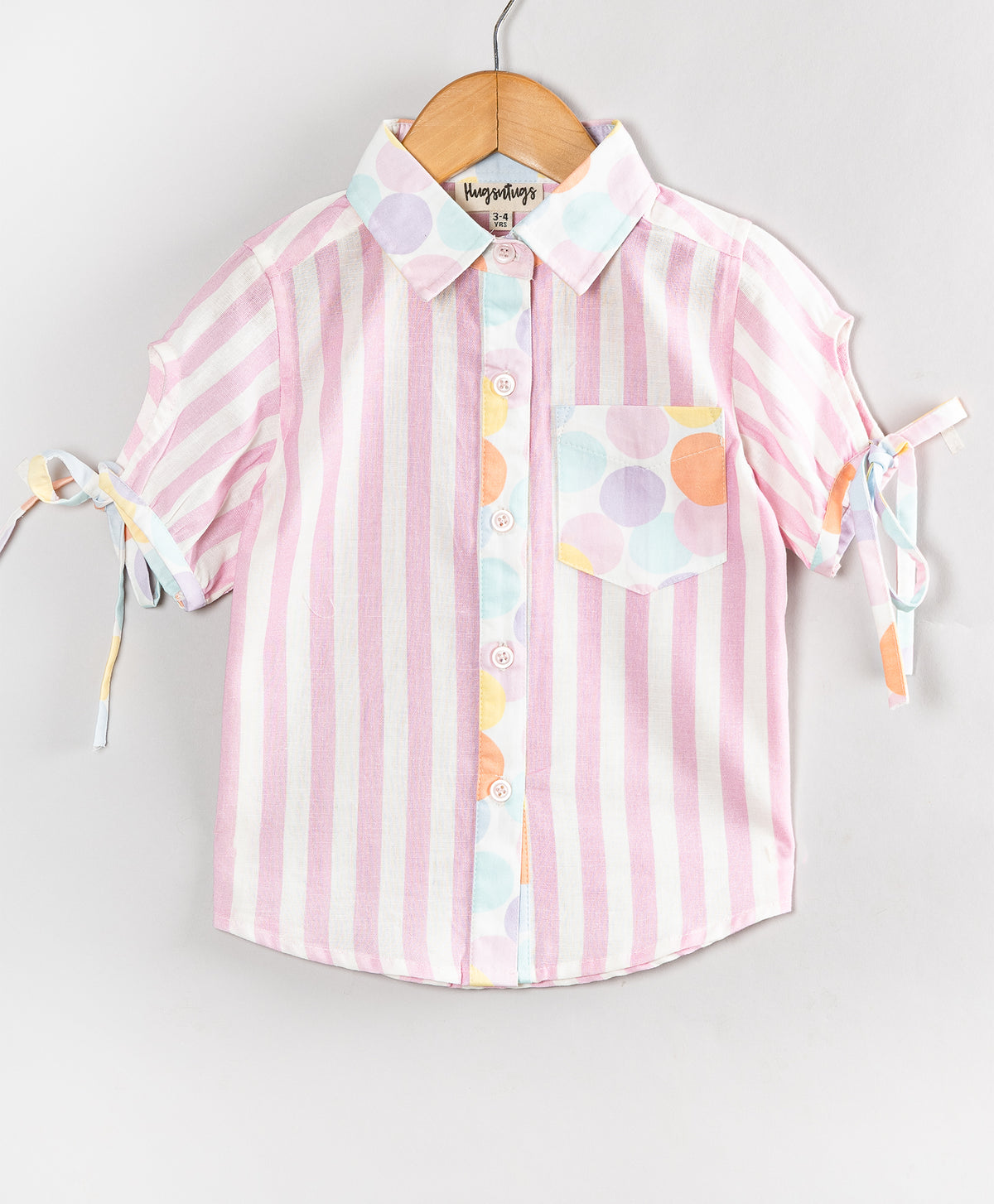PINK STRIPE TOP WITH DOT PRINT COLLAS