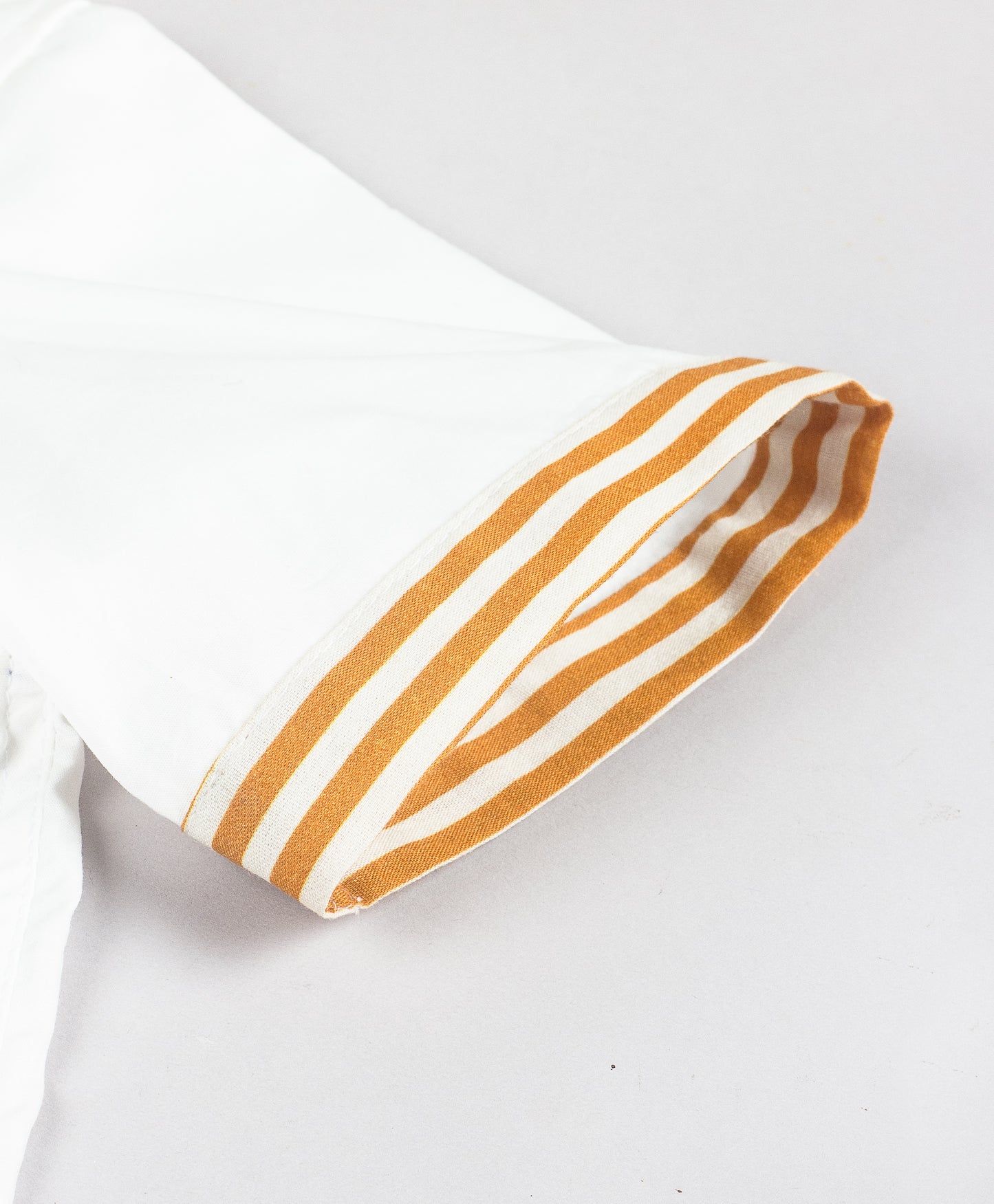 WHITE KURTA STYLE SHIRT WITH BROWN STRIPE SHIRT