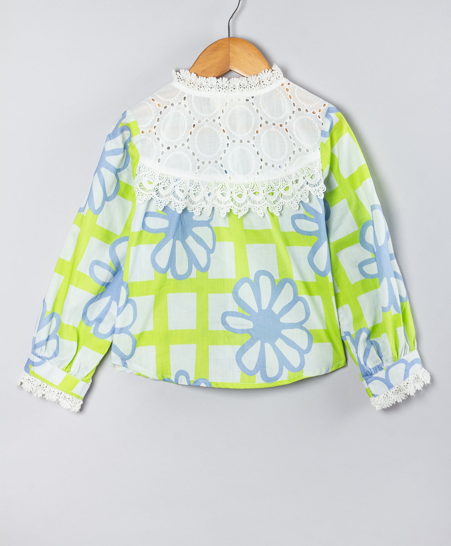 FLOWER IN GRID PRINT TOP