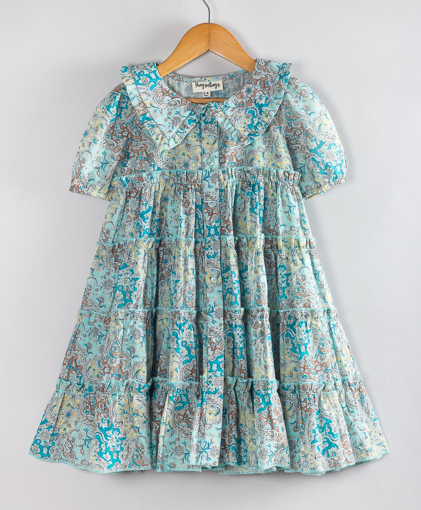 PAISLEY PRINT TIERED DRESS WITH COLLARS
