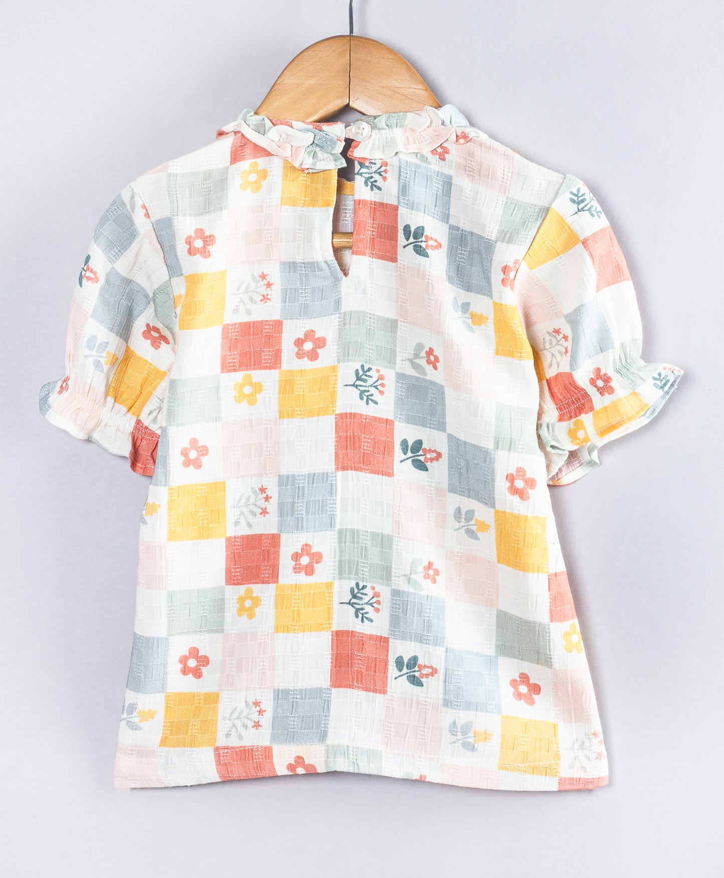 SOFT PASTEL CHECK WITH FLOWER PRINT