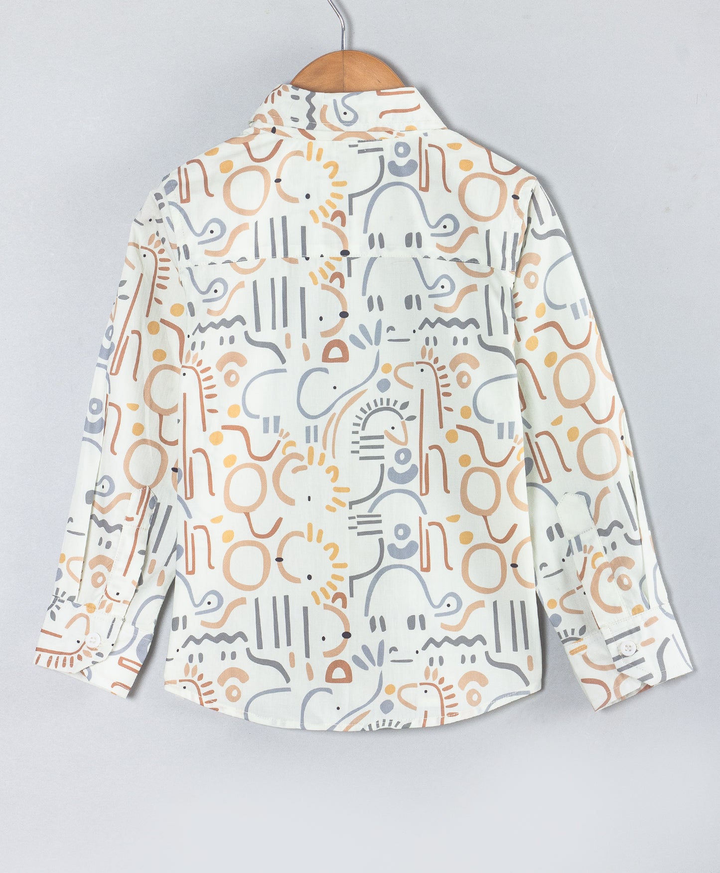 ABSTRACT DINO PRINT ECRU BOYS SHIRT