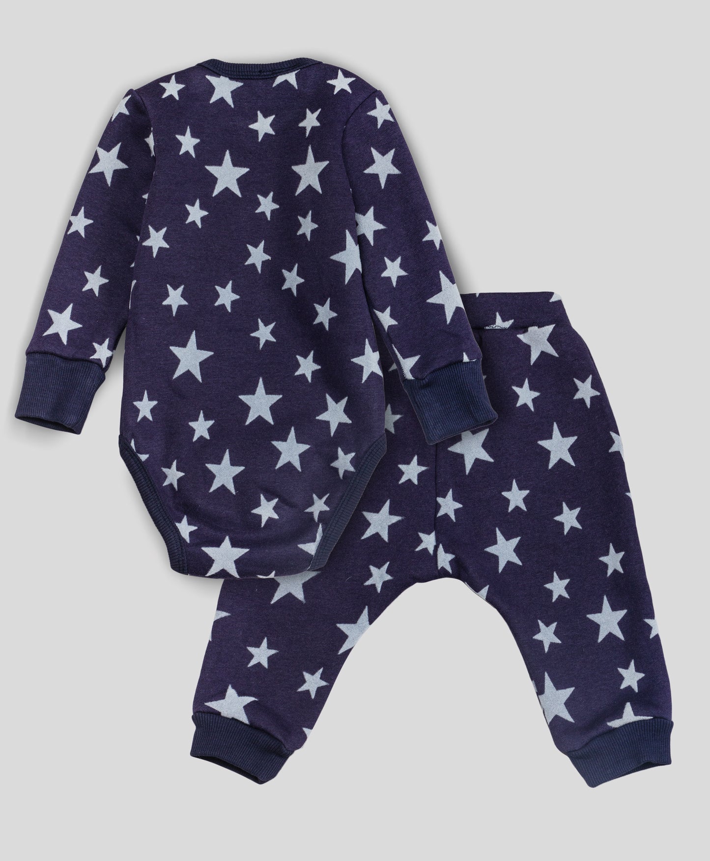 STAR PRINT WINTER INFANT ONESIE AND PJ SET