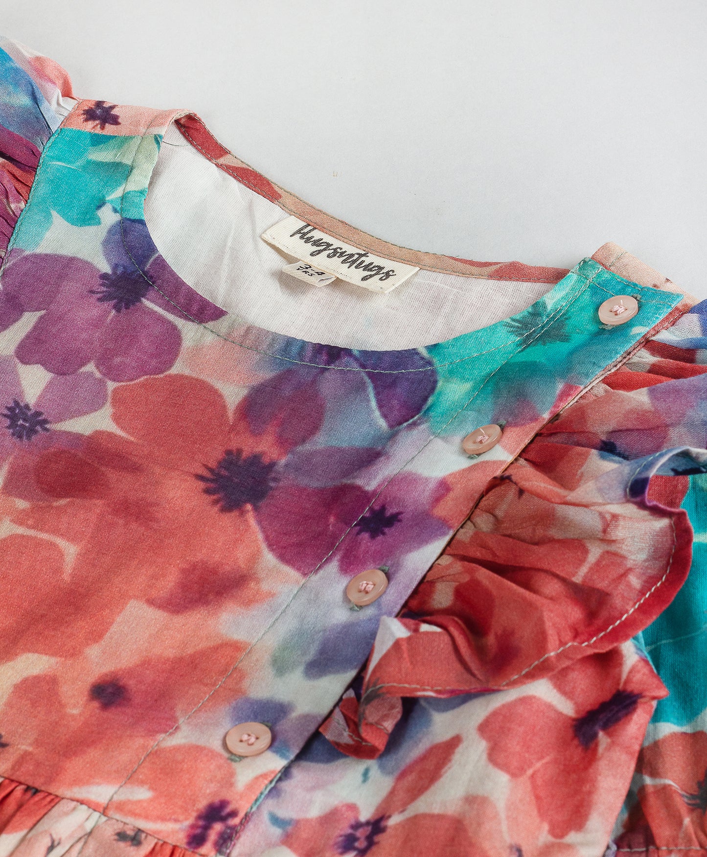 WATERCOLOR DRESS WITH SIDE BUTTONS