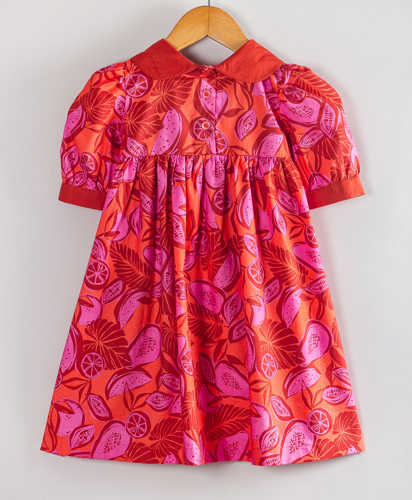 RED AND PINK LEAF PRINT DRESS