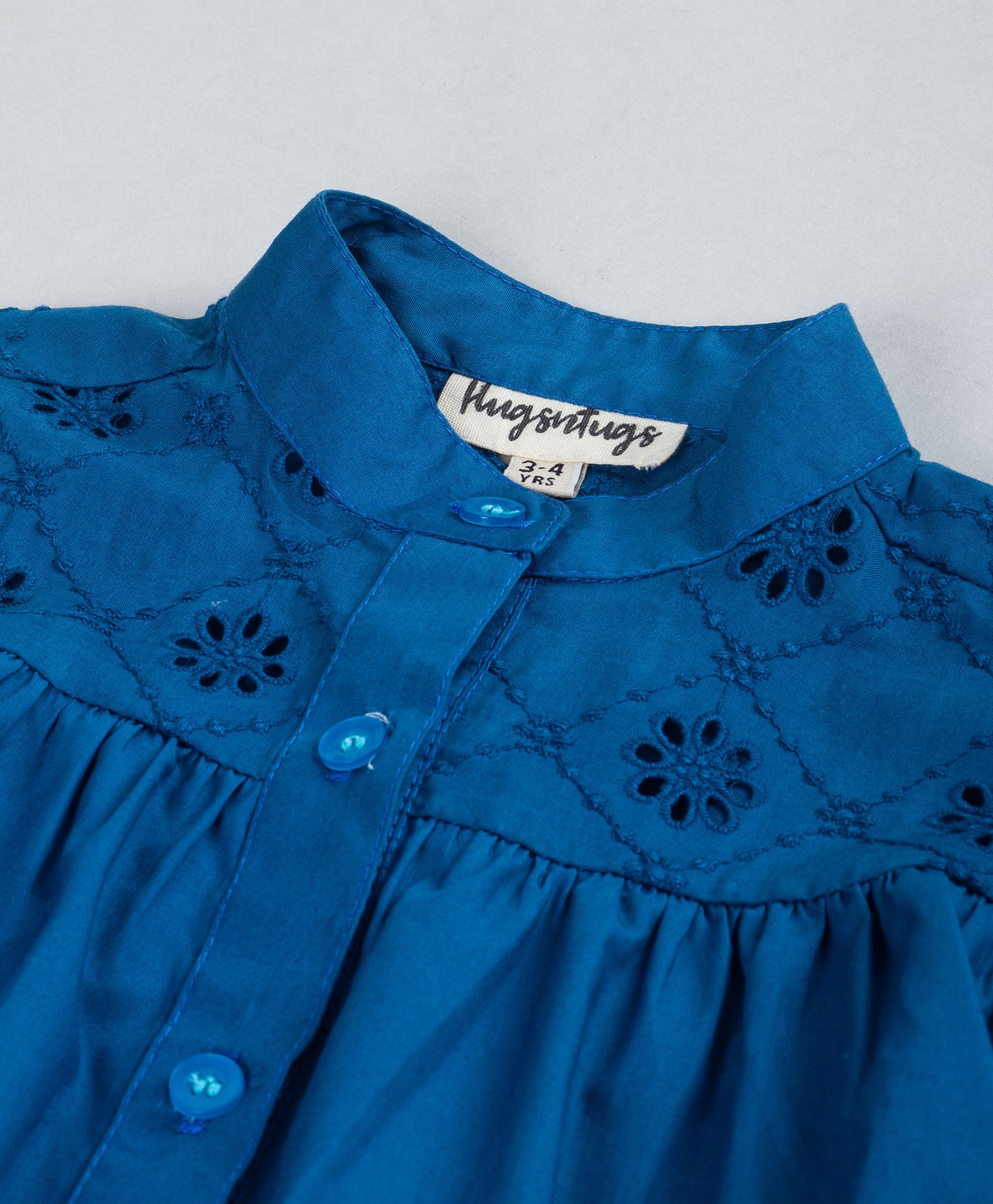 TEAL BLUE SCHIFFLI TOP