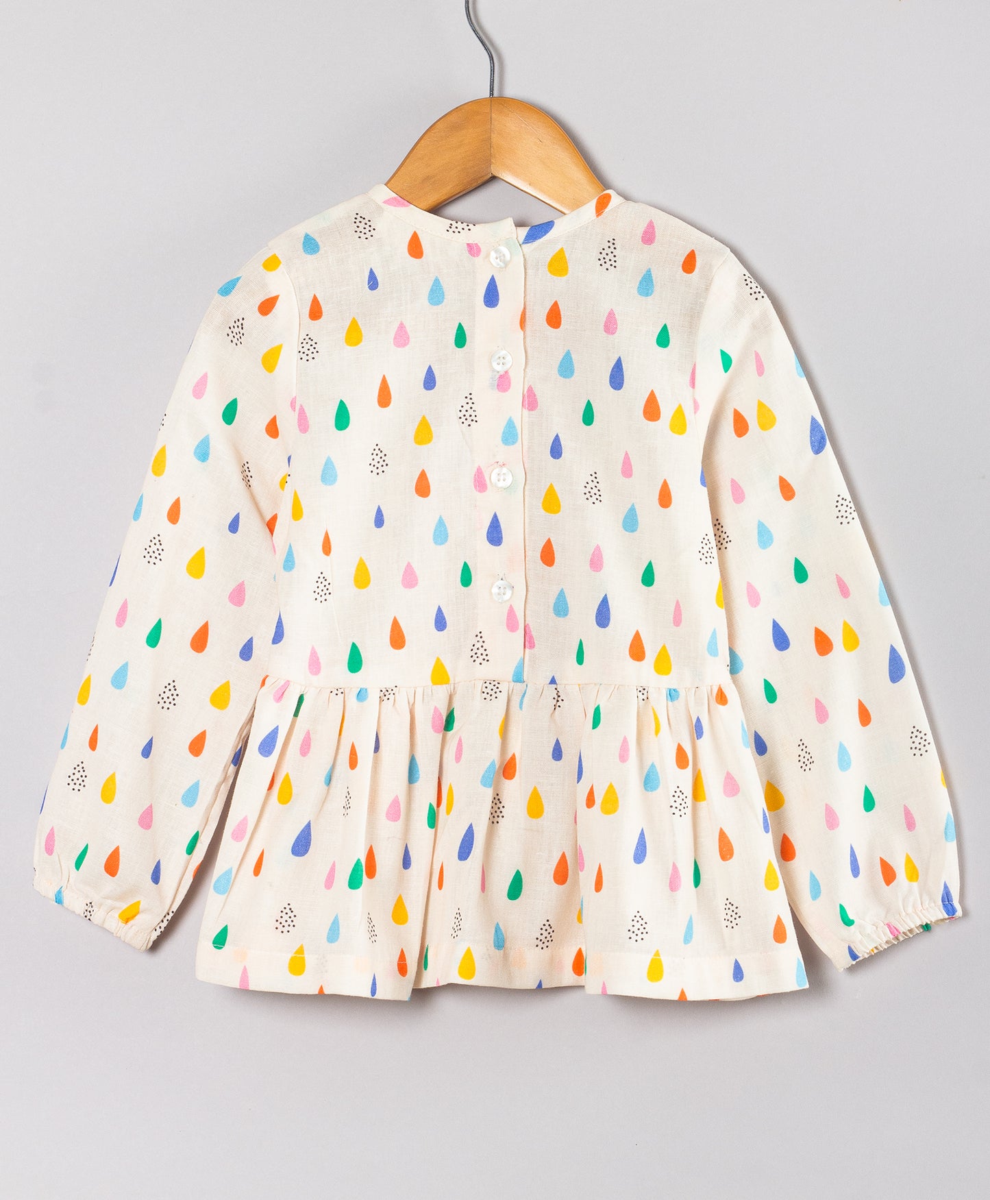 DROP PRINT TOP WITH CONTRAST LACE DETAILING