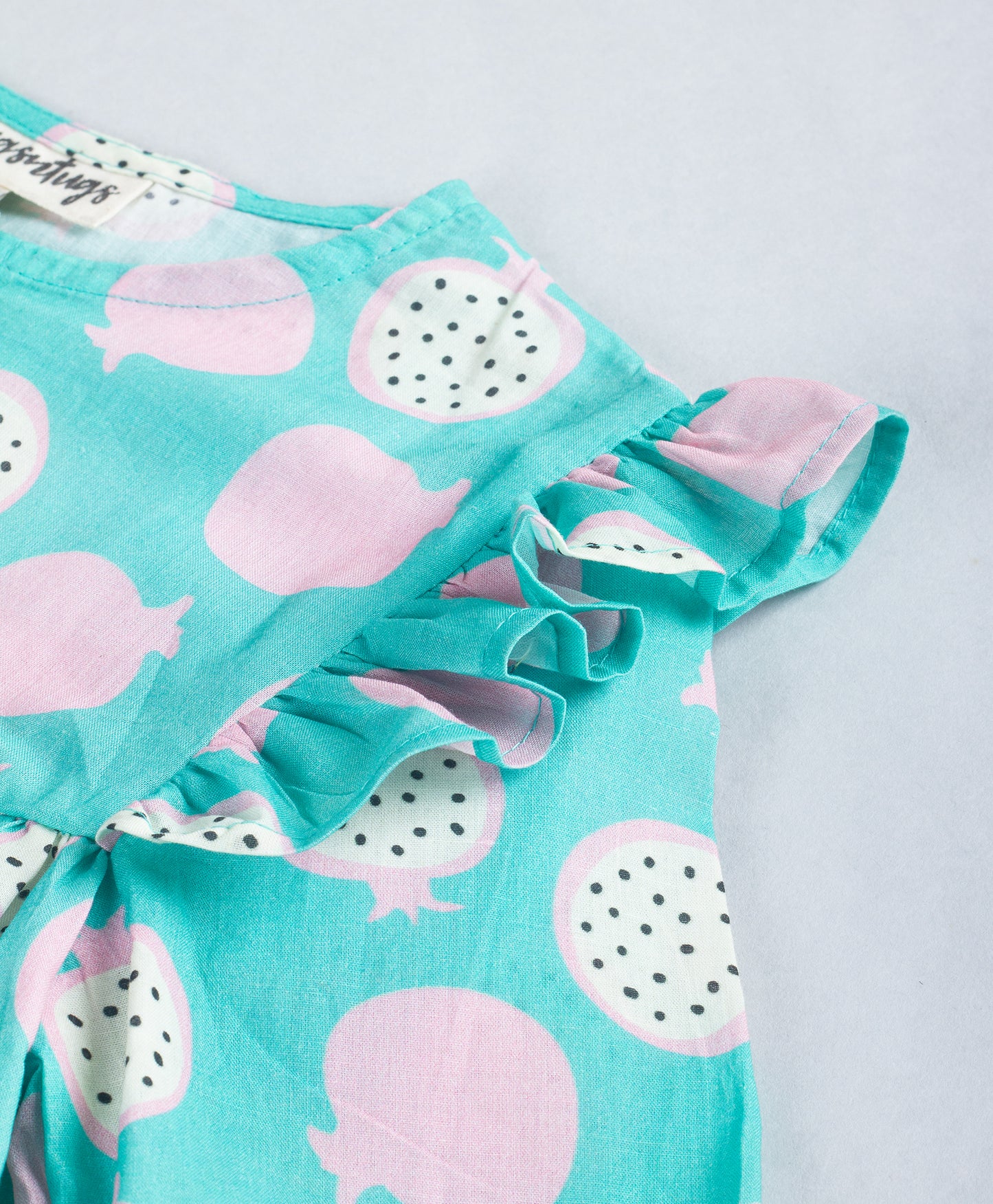 DRAGONFRUIT PRINT AQUA TOP