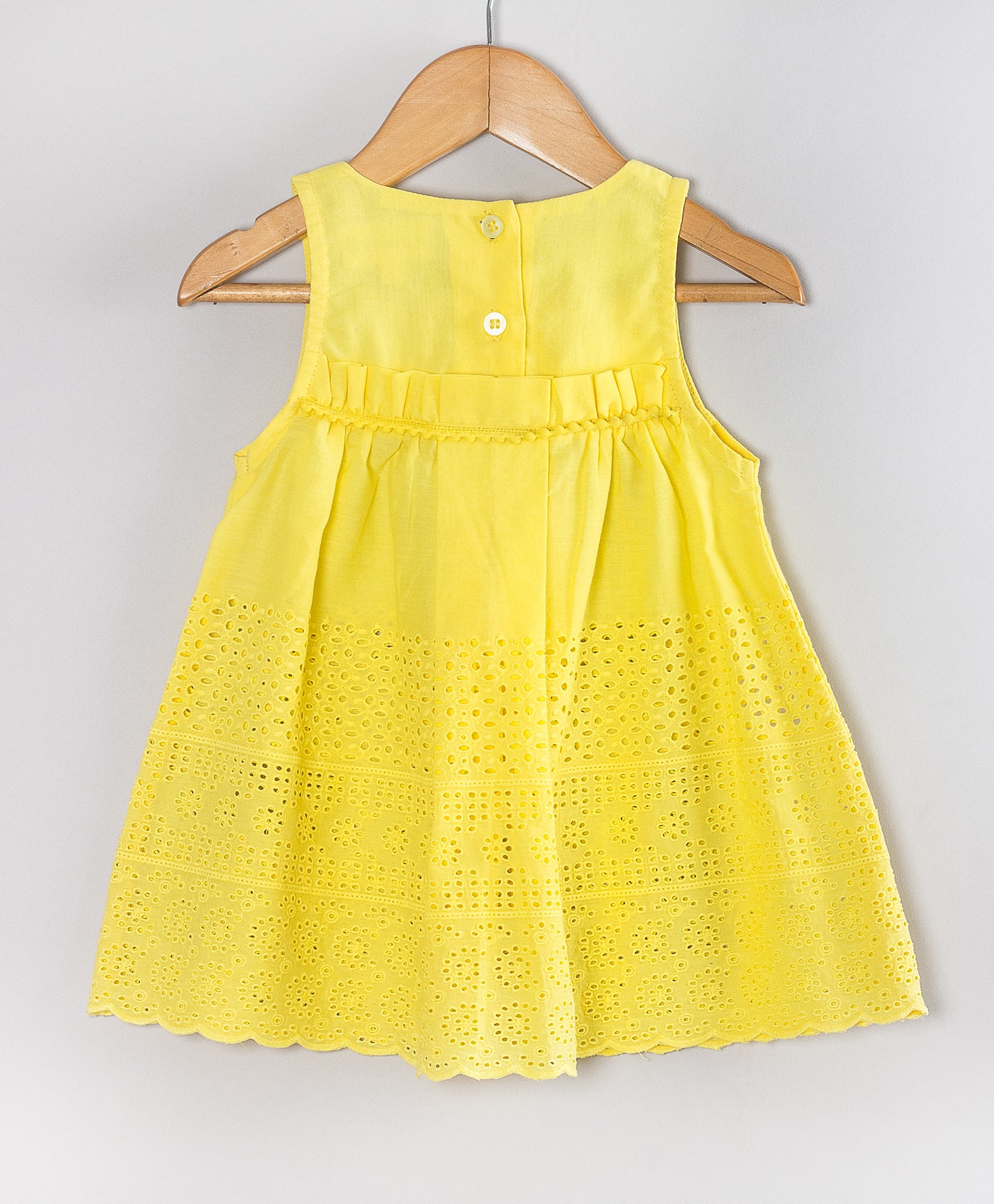 YELLOW SCHIFFLI INFANT DRESS
