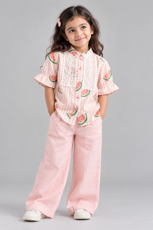 WATERMELON ON STRIPE PRINT TOP