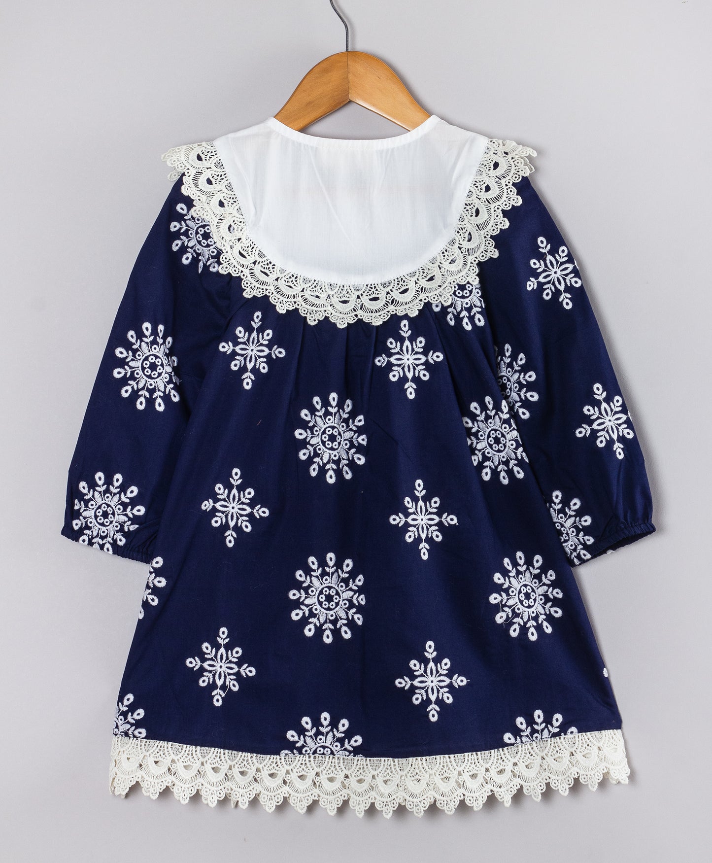 NAVY SNOWFLAKE EMBROIDERY DRESS