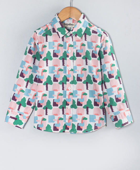 ABSTRACT TREE PRINT FULL SLEEVES BOYS SHIRT