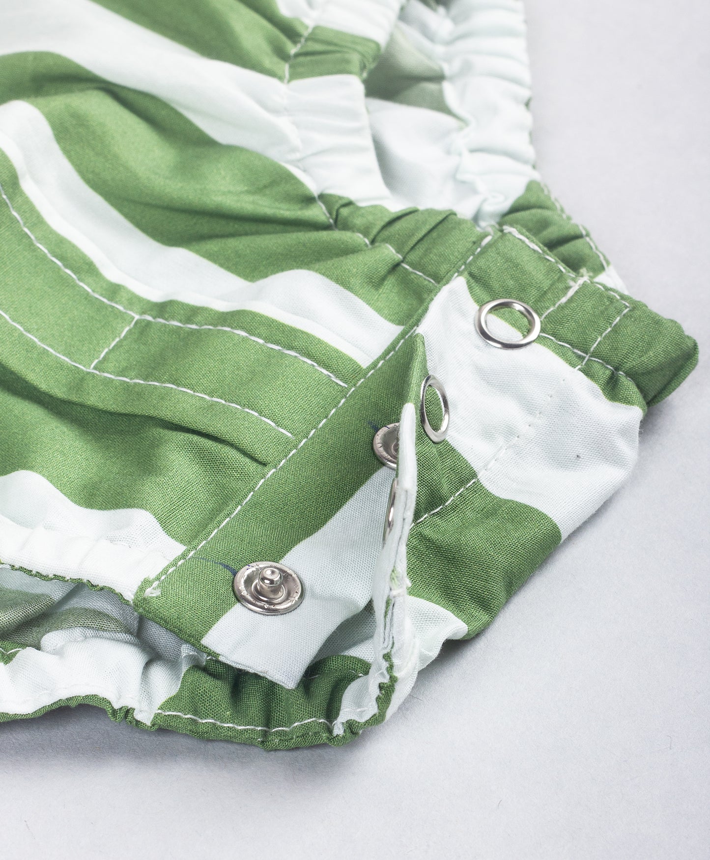 GREEN STRIPE ONESIE WITH BEAR PATCH WORK