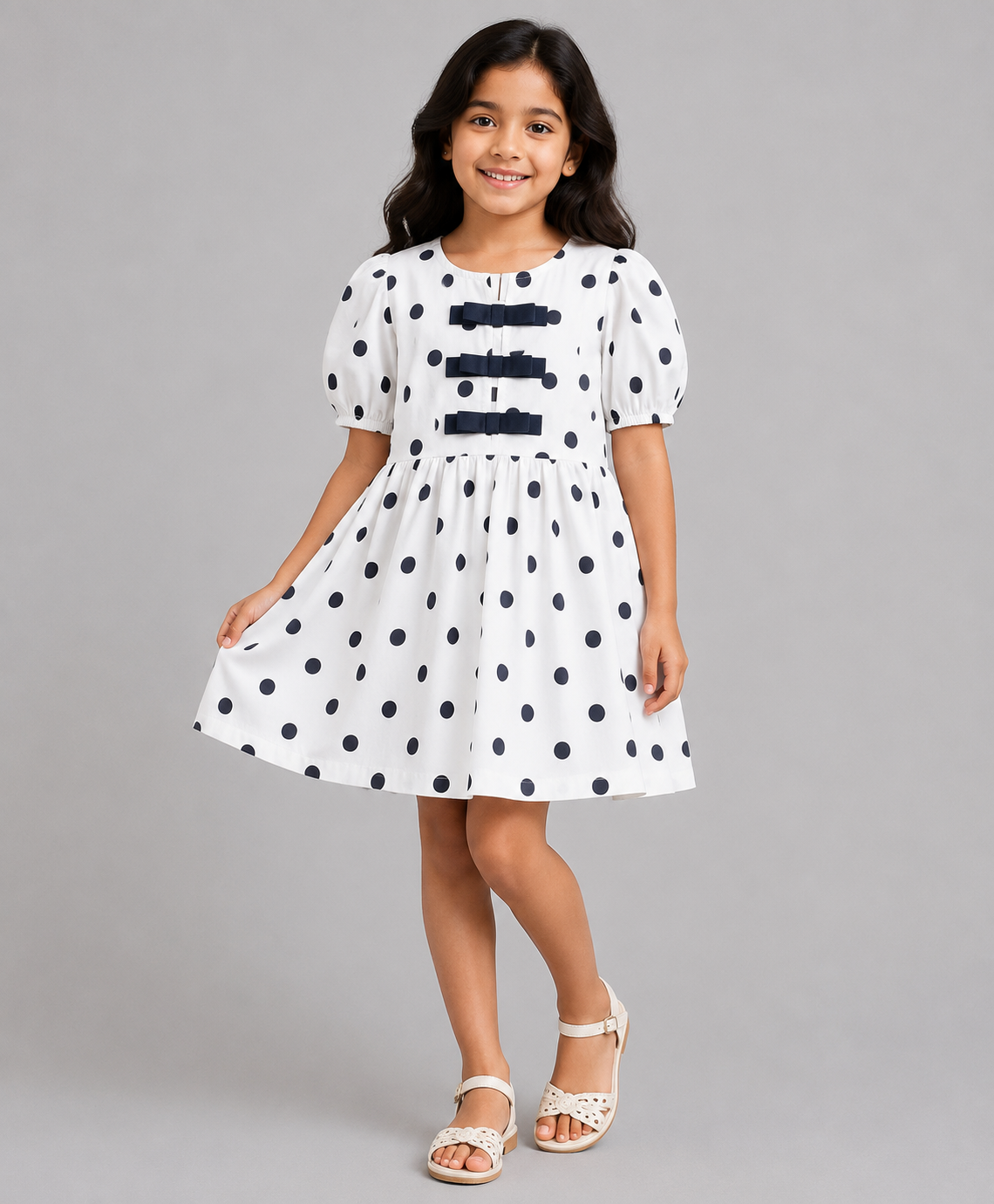 WHITE AND BLACK POLKA DOT DRESS