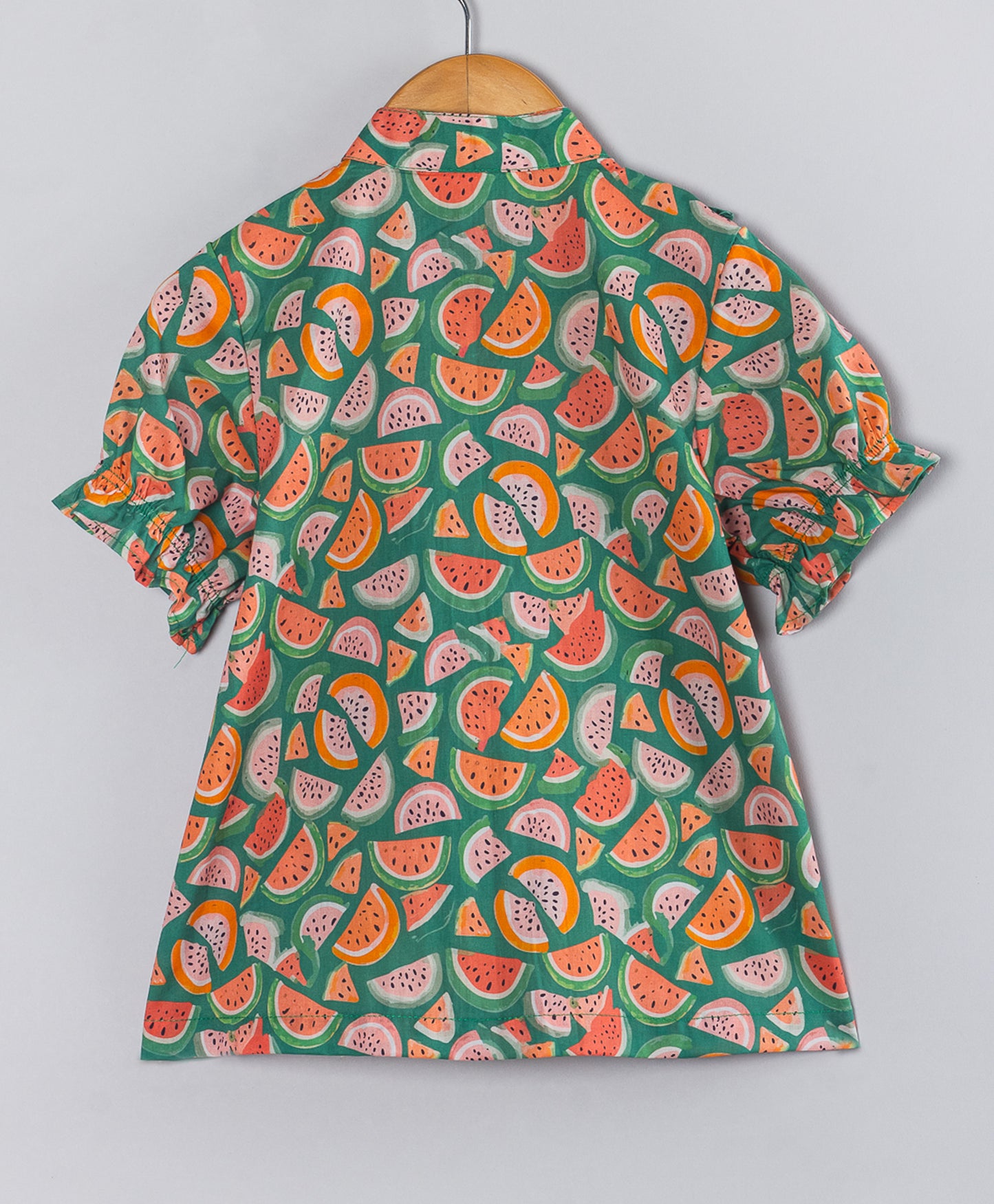 ALL OVER WATERMELON PRINT TOP -GREEN