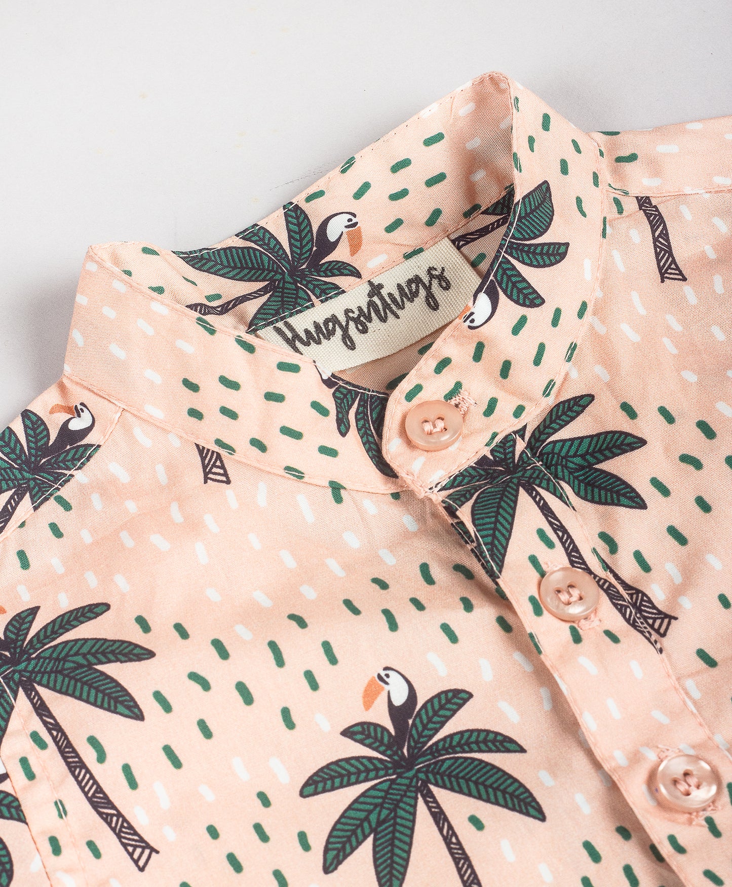 PEACH PALM PRINT INFANT SHORTS SET