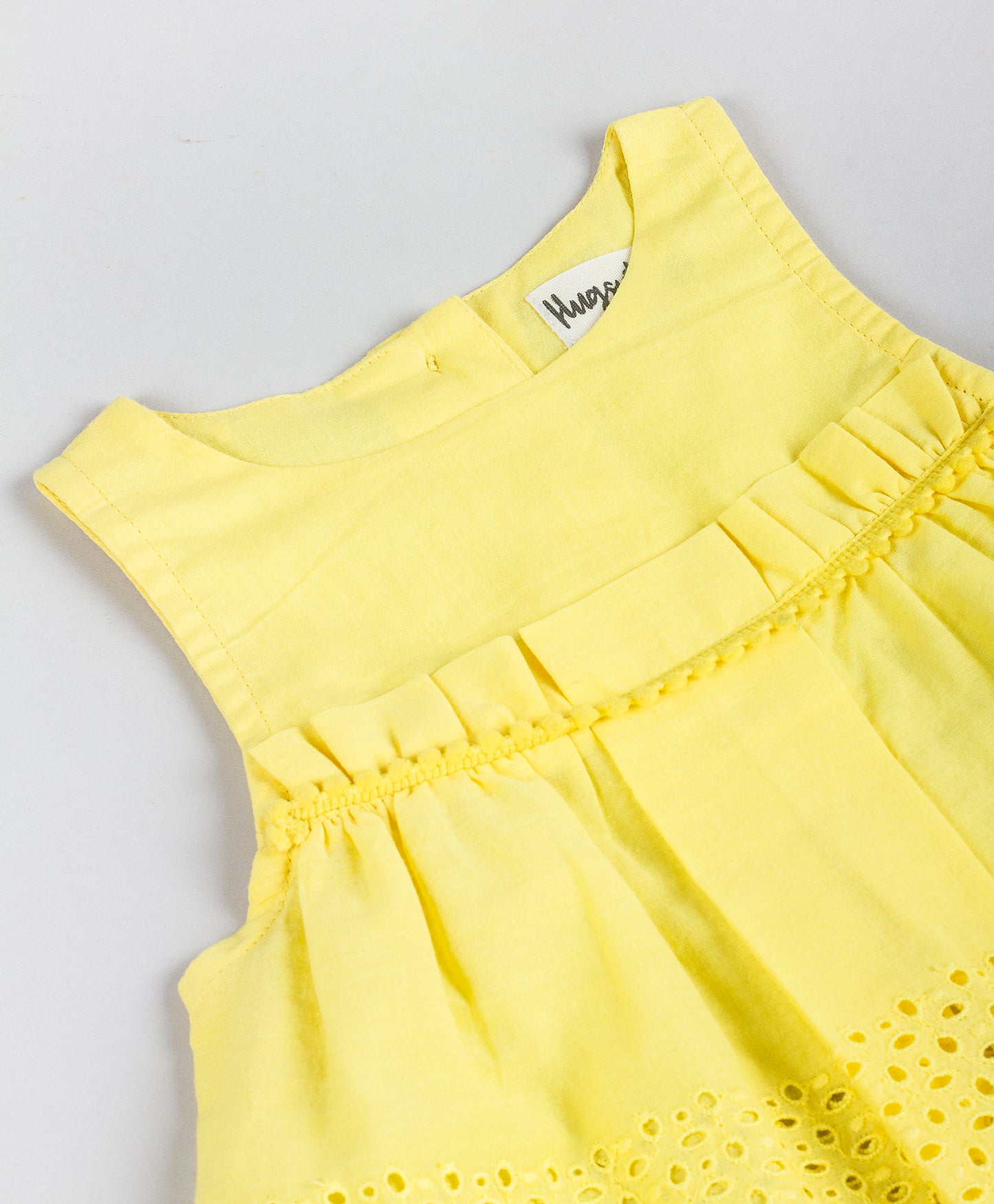 YELLOW SCHIFFLI INFANT DRESS