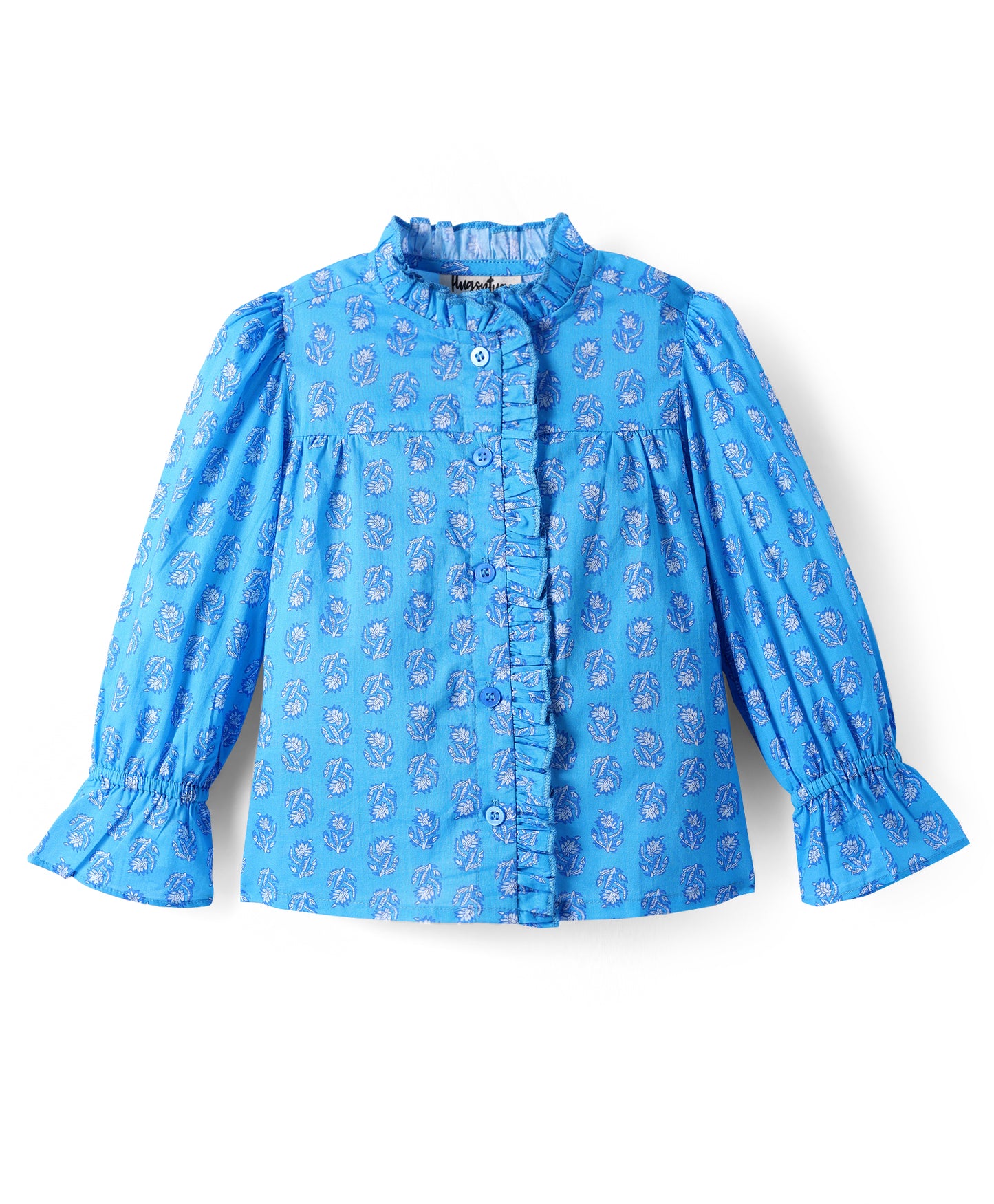 TURQ BLUE MOTIF PRINT TOP