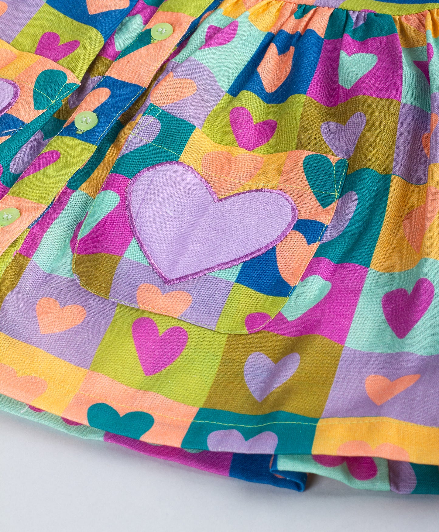 HEART IN A GRID PRINT TOP