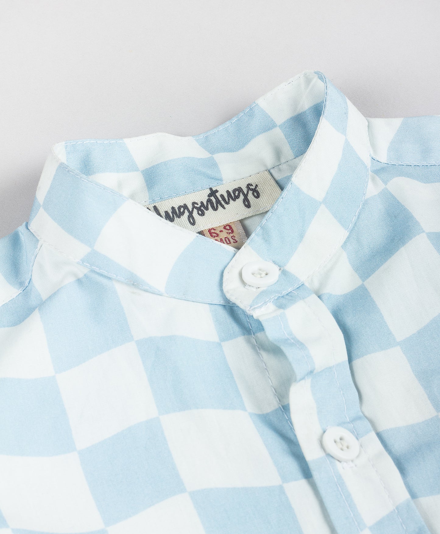 BLUE CHECK PRINT IN FANT SHORTS SET