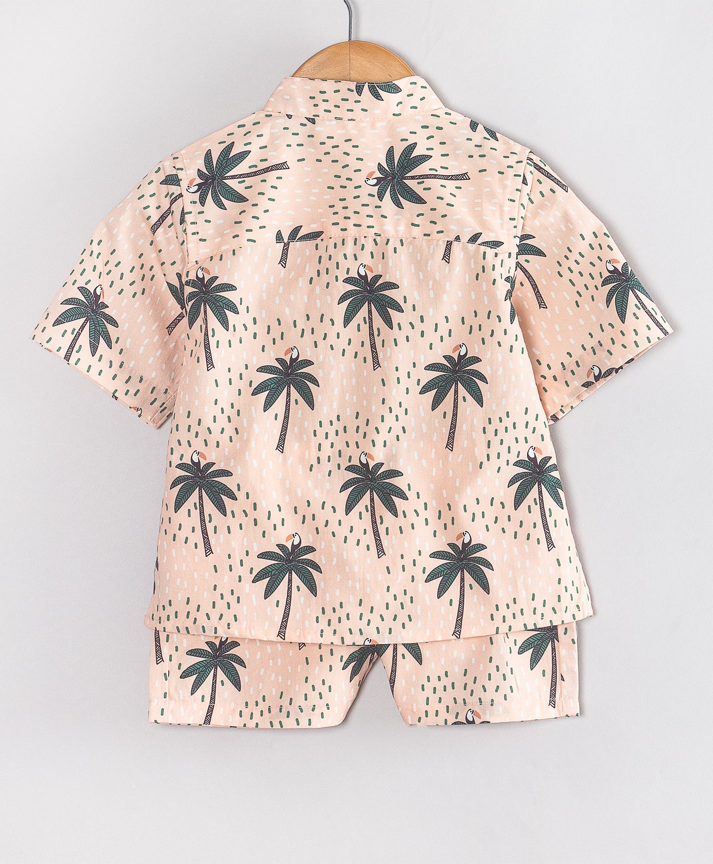 PEACH PALM PRINT INFANT SHORTS SET