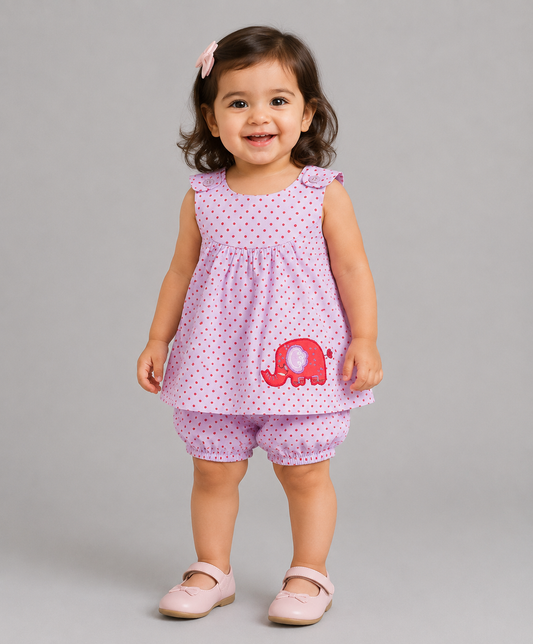 PURPLE DOT PRINT INFANT GIRLS SET