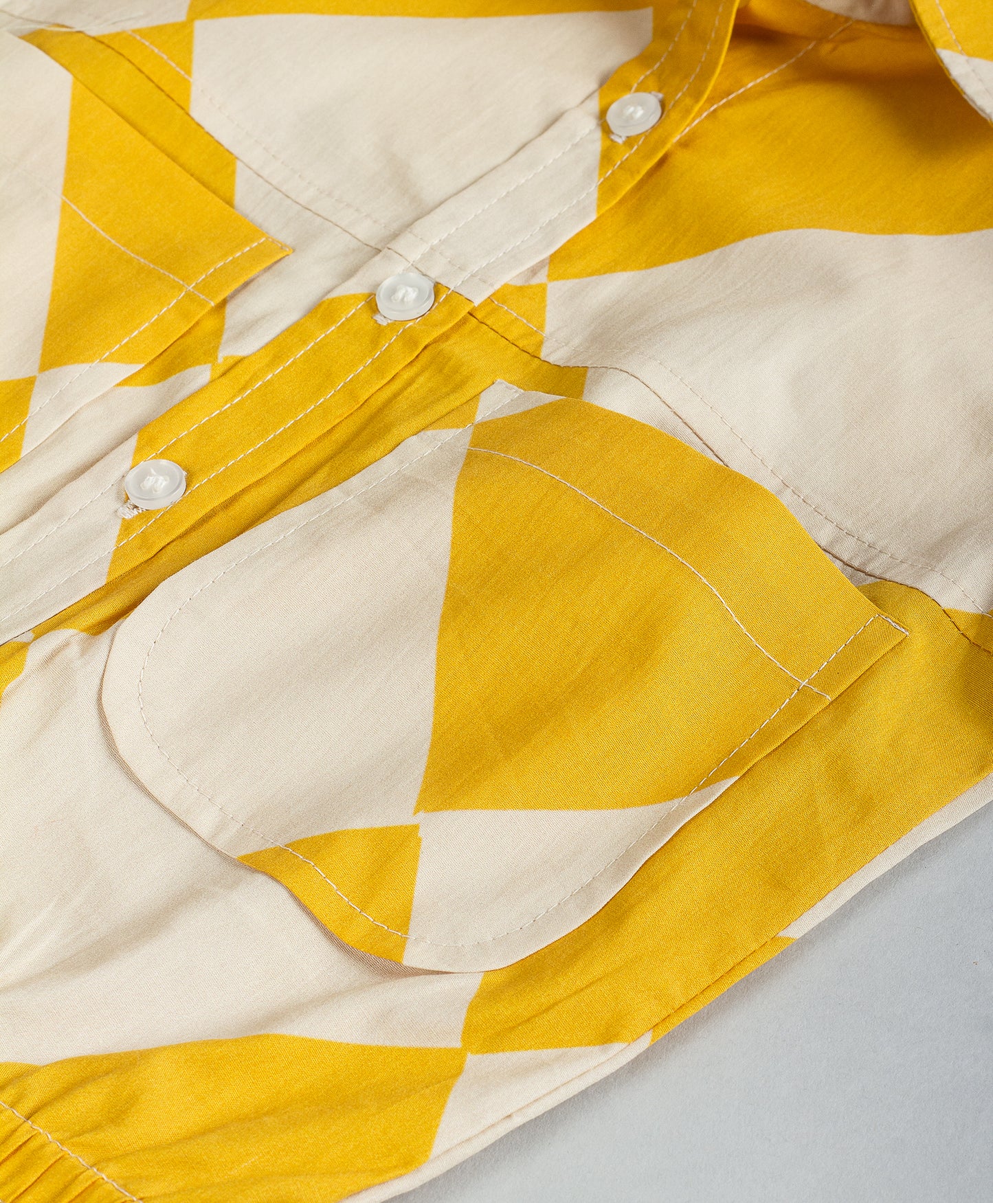 YELLOW DIAMOND PRINT TOP WITH ELASTICATED WAISTBAND