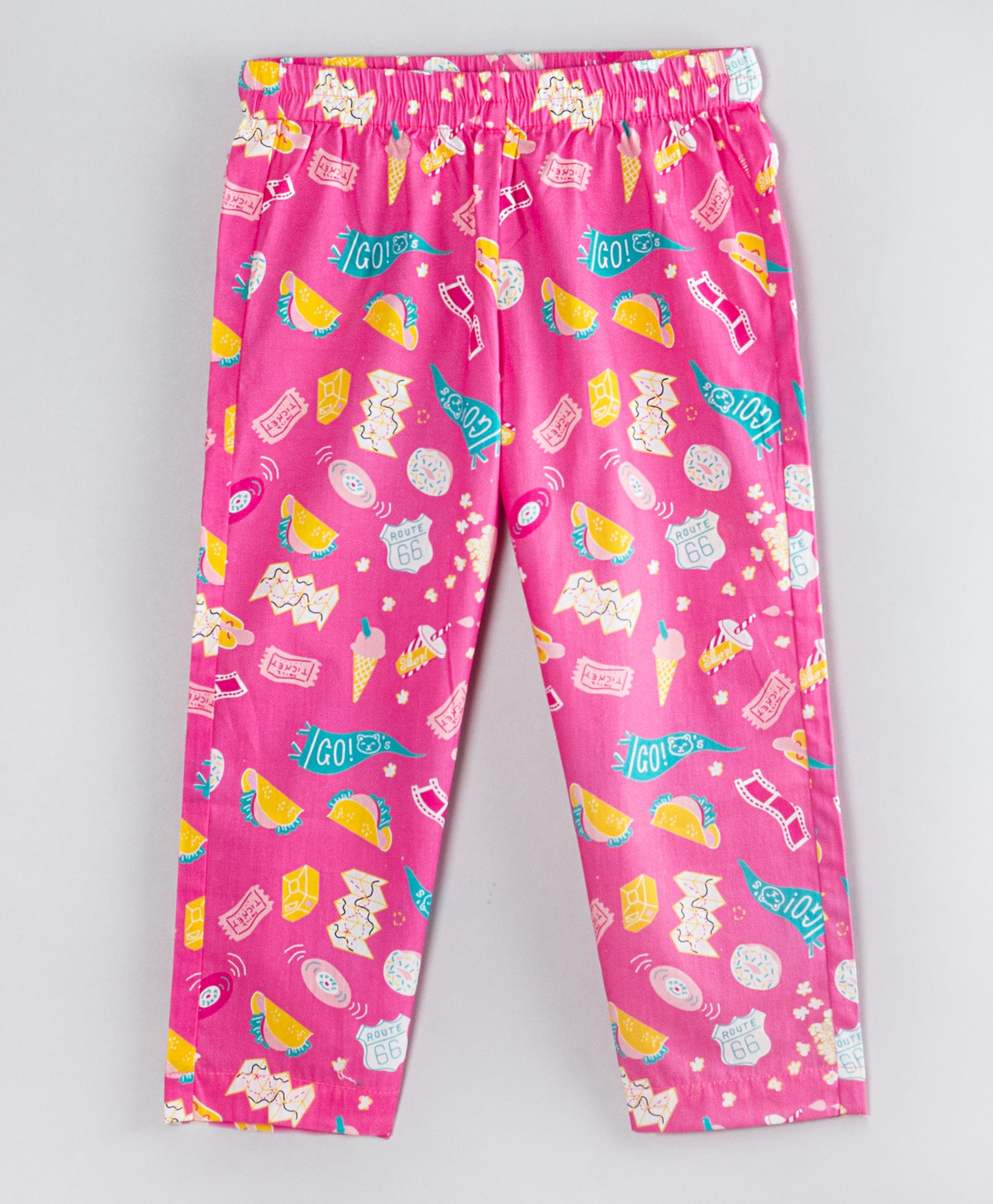 HOTDOG AND SODA FUN PRINT FUCHIA NIGHTSUIT