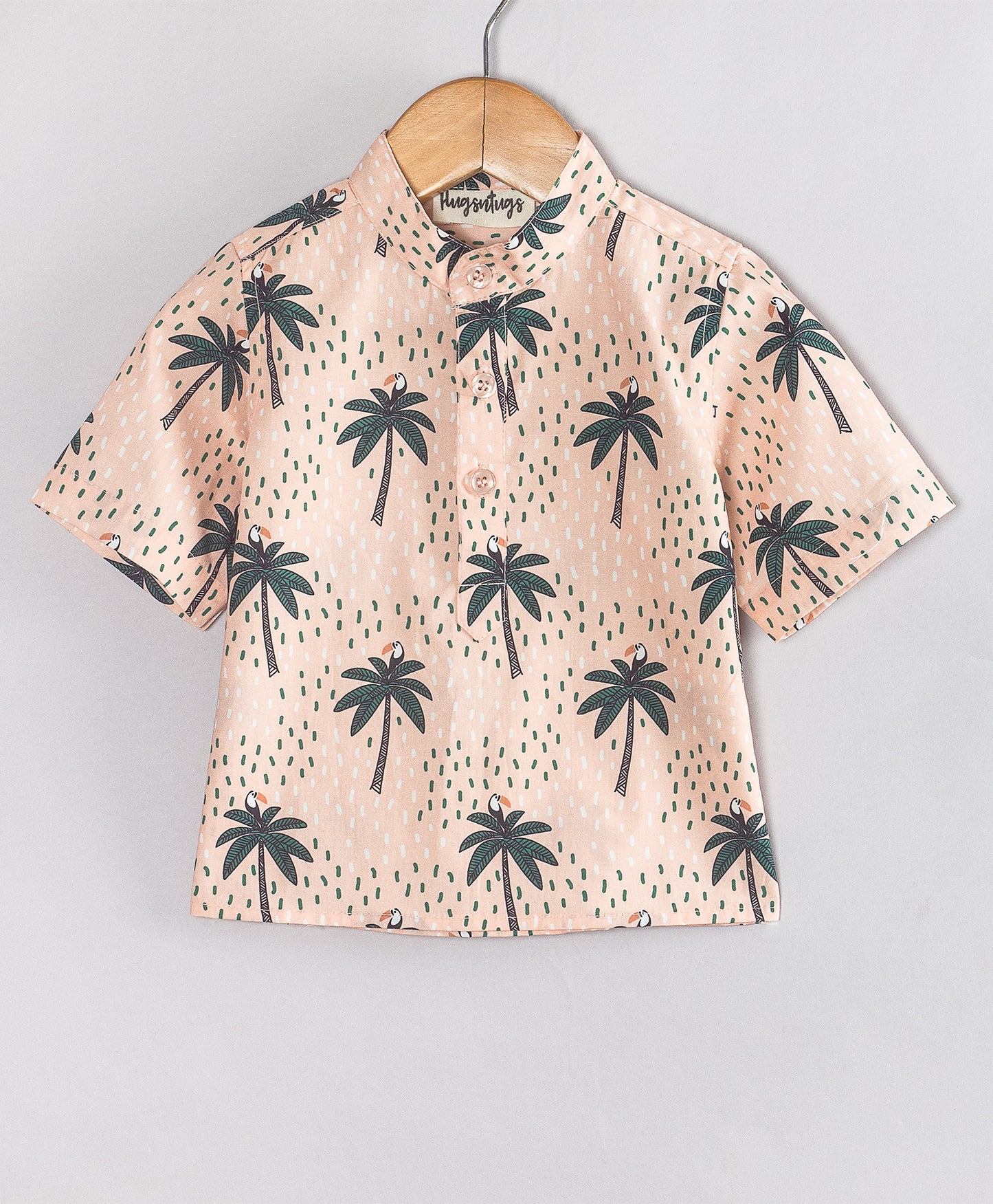 PEACH PALM PRINT INFANT SHORTS SET