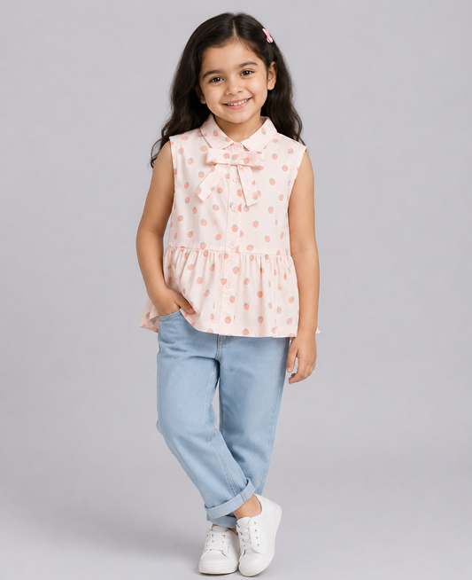 STRAWBERRY PRINT TOP WITH BOWTIE