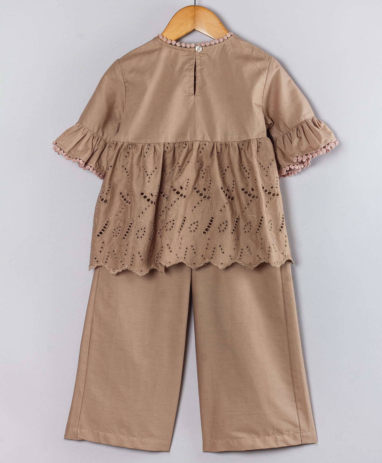 BROWN SCHIFFLI CO-ORD SET