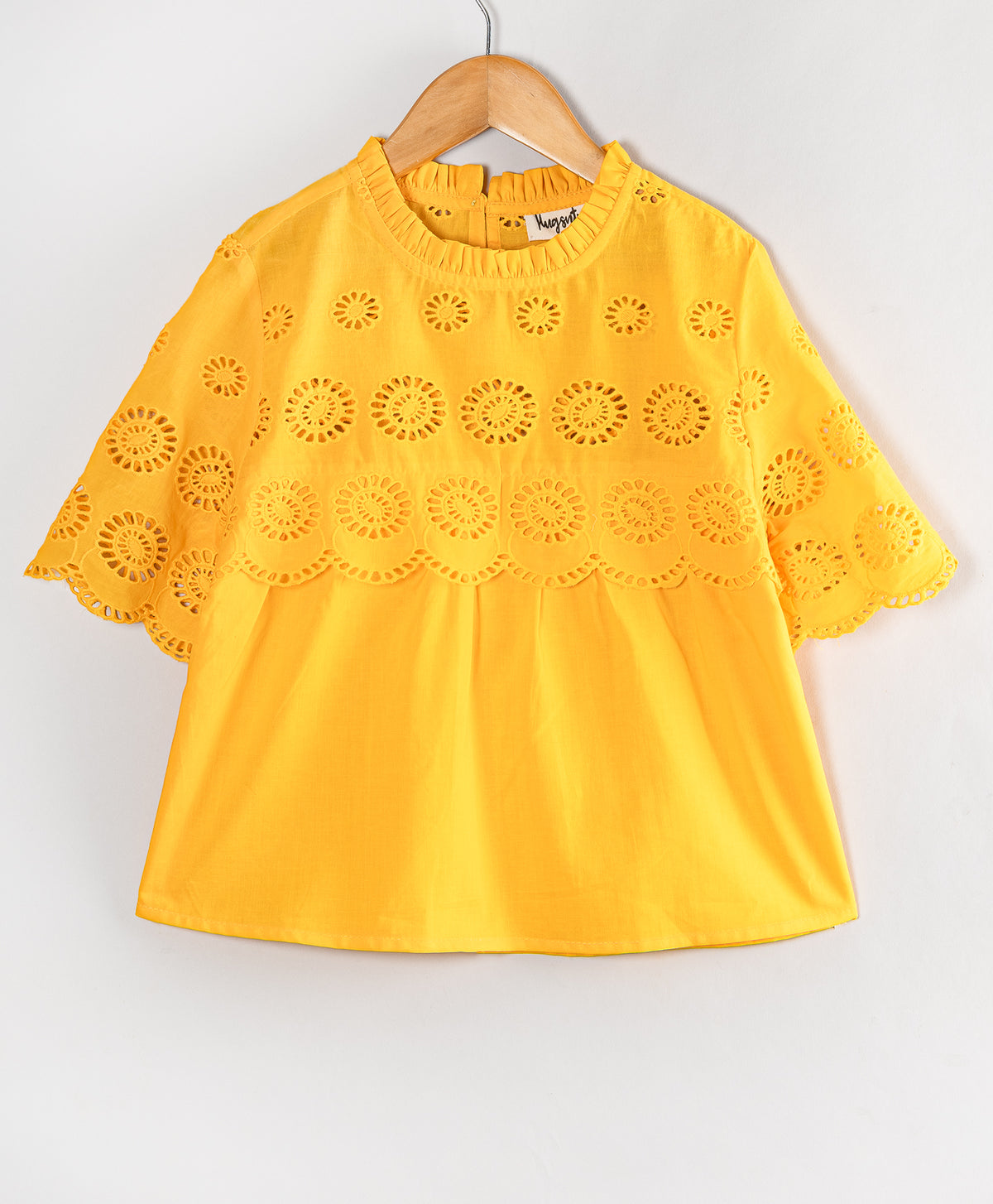 SOLID YELLOW SCHIFFLI TOP