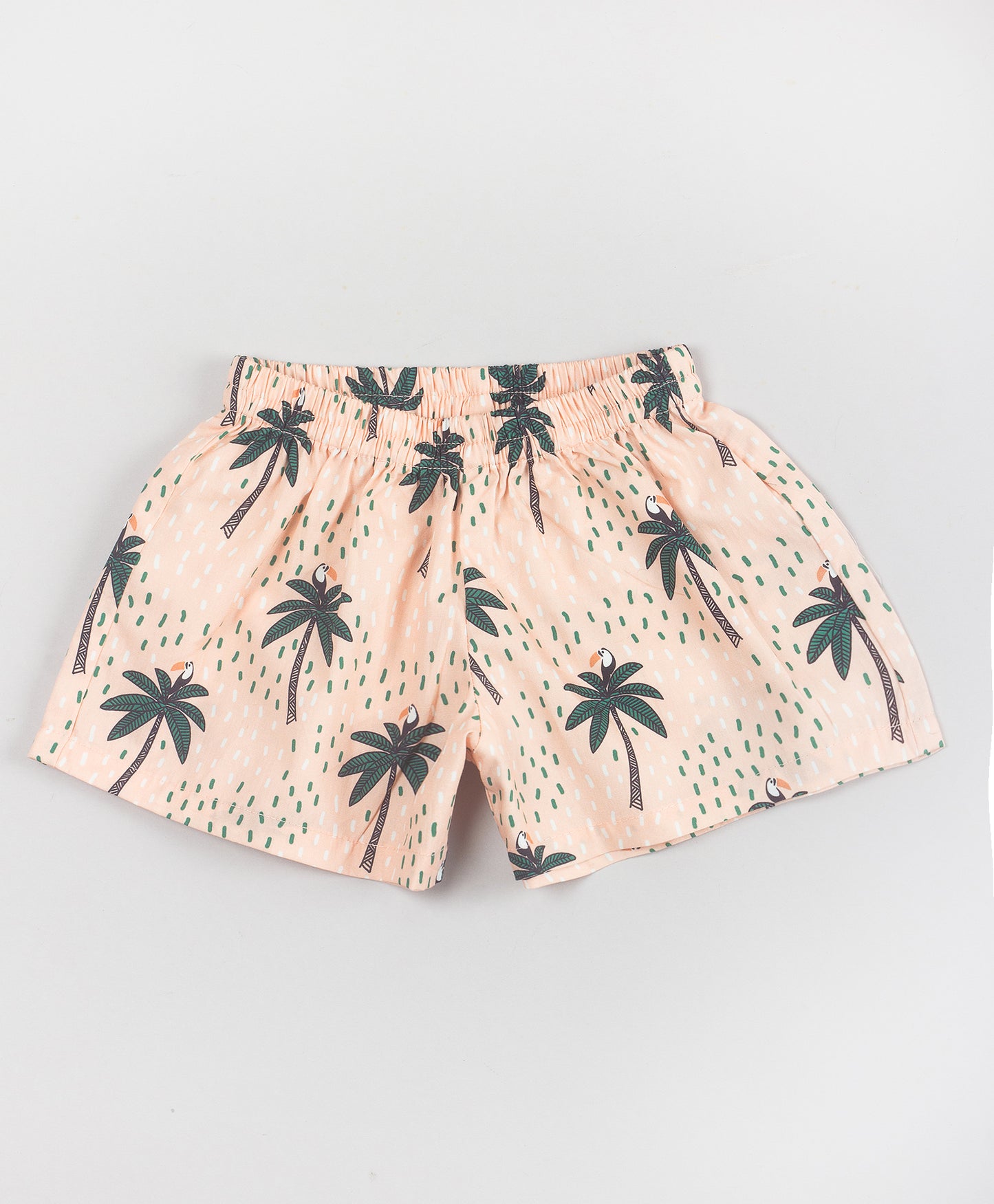 PEACH PALM PRINT INFANT SHORTS SET
