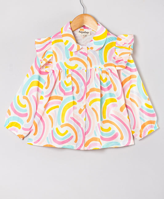 MULTI COLOR RIBBON PRINT TOP