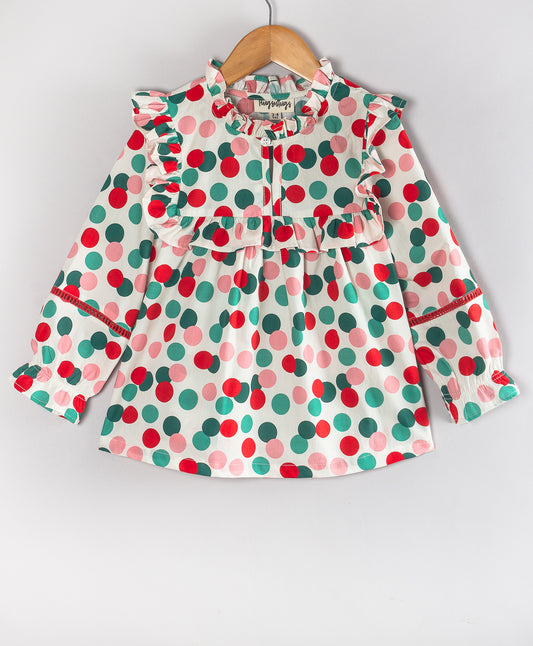 CHRISTMAS DOT PRINT TOP