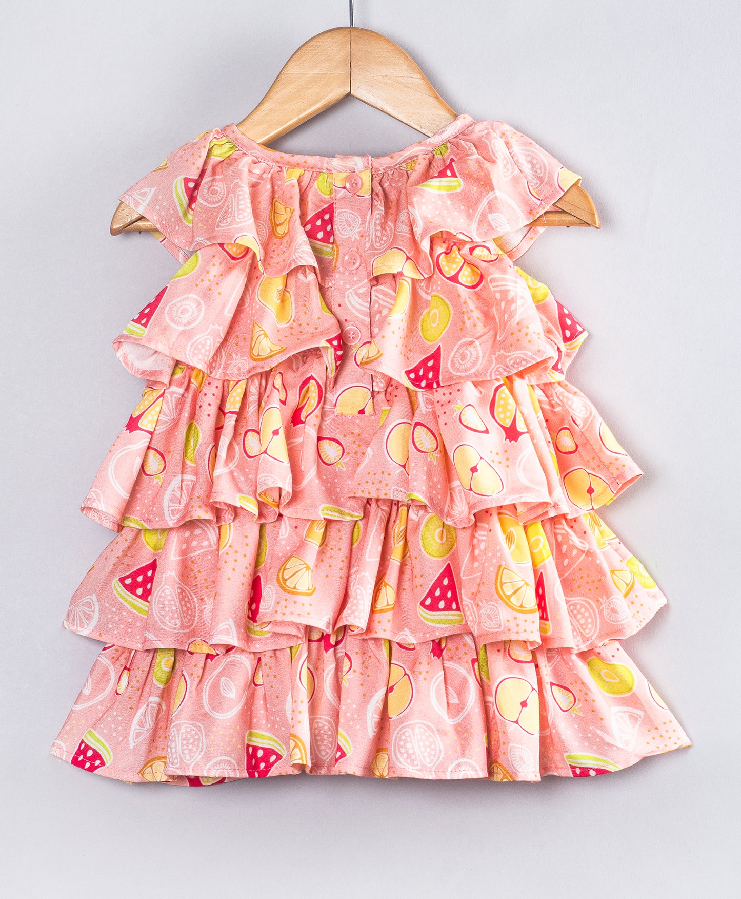 FRUIT PRINT FRILL INFANT DRESS