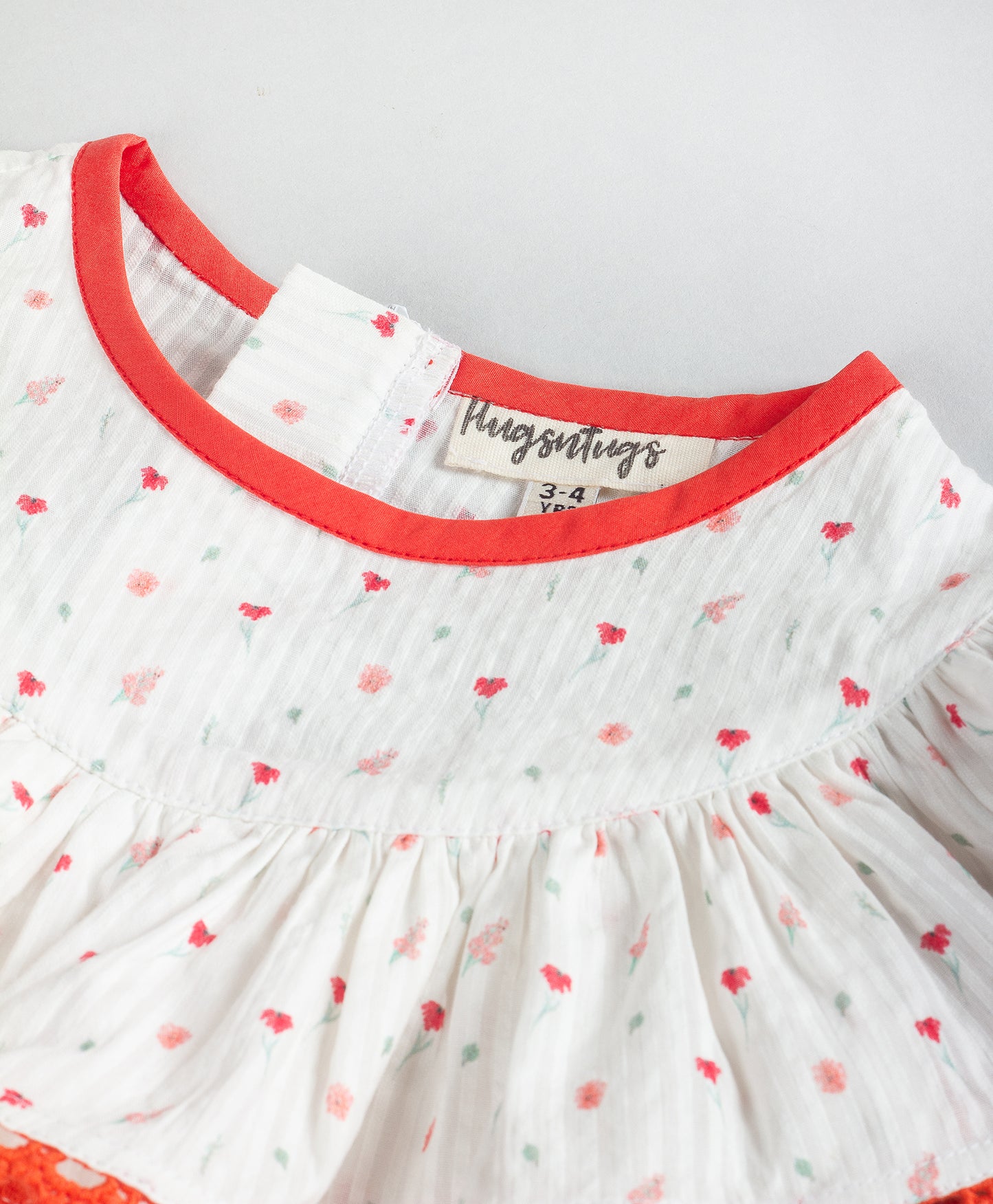 WHITE TOP WITH CUTE HEART PRINT WITH CONTRAST LACE