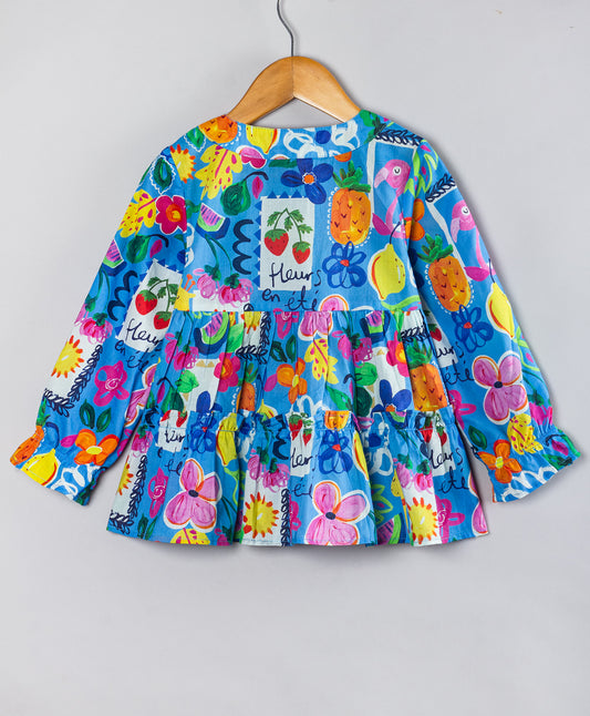 GRAFFITI PRINT FULL SLEEVES TOP