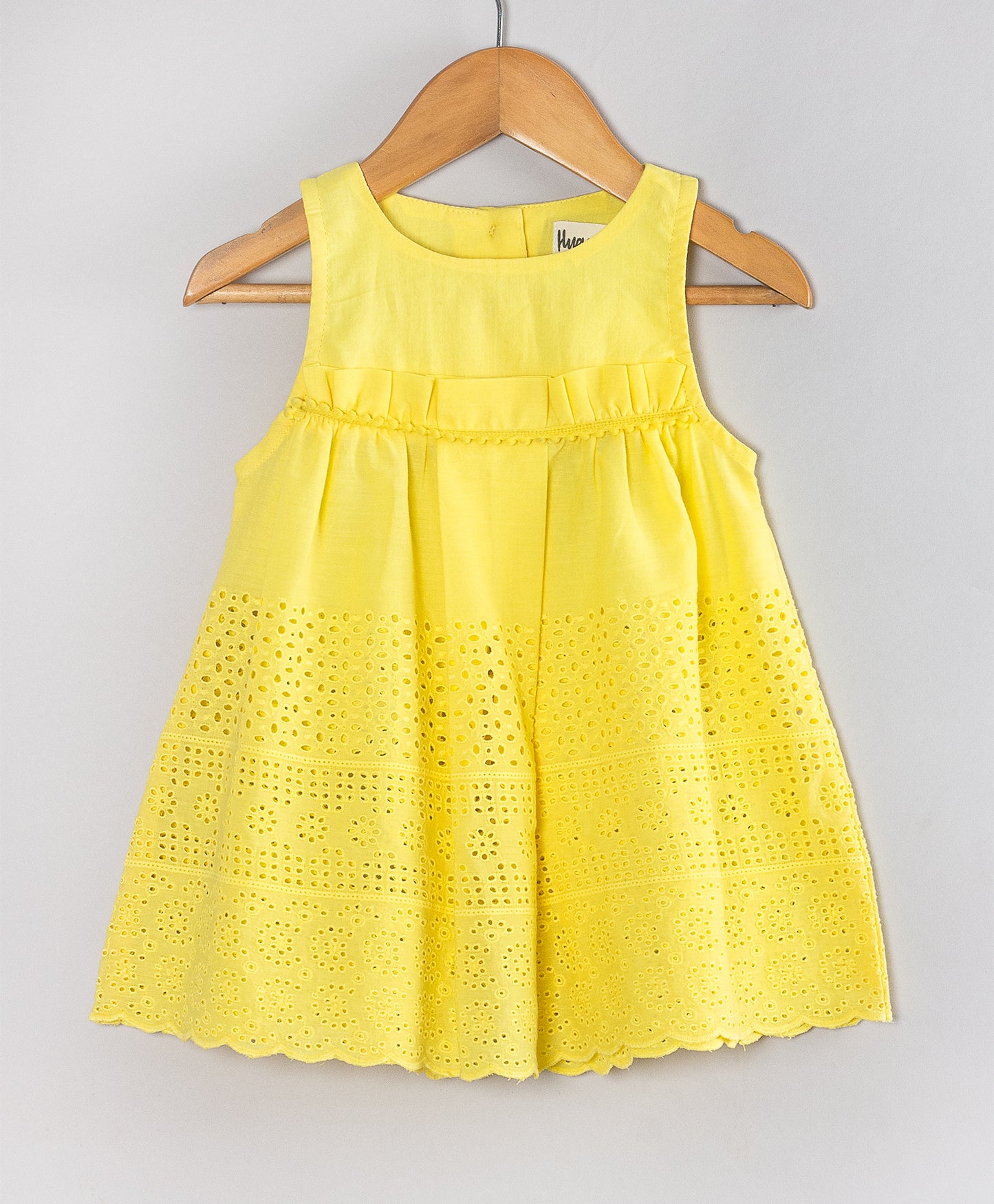 YELLOW SCHIFFLI INFANT DRESS