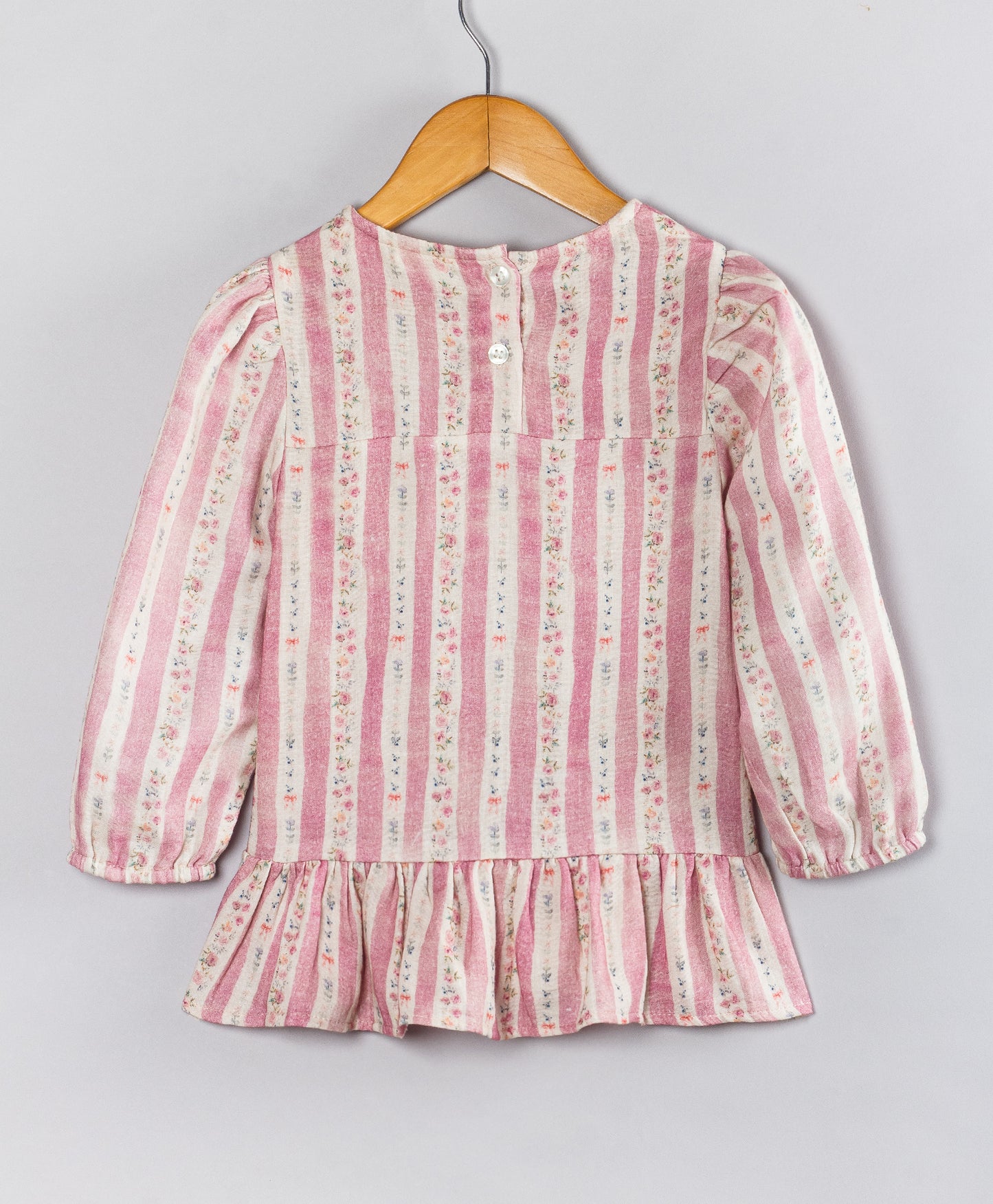 PINK STRIPE PEPLUM TUNIC TOP
