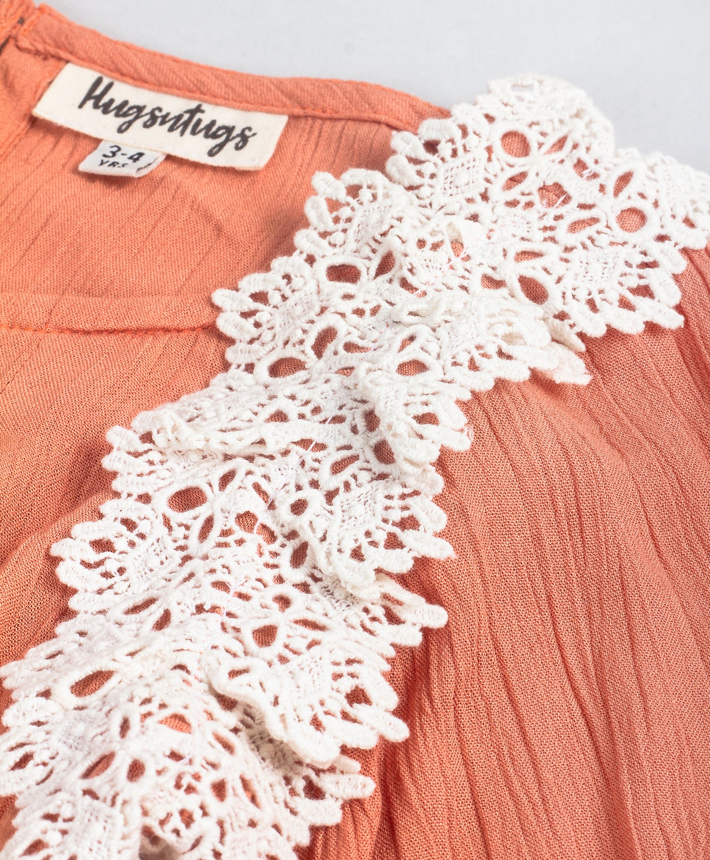 RUST COLOR FULL SLEEVES TOP WITH CONTRAST LACE ALONG ARMHOLE