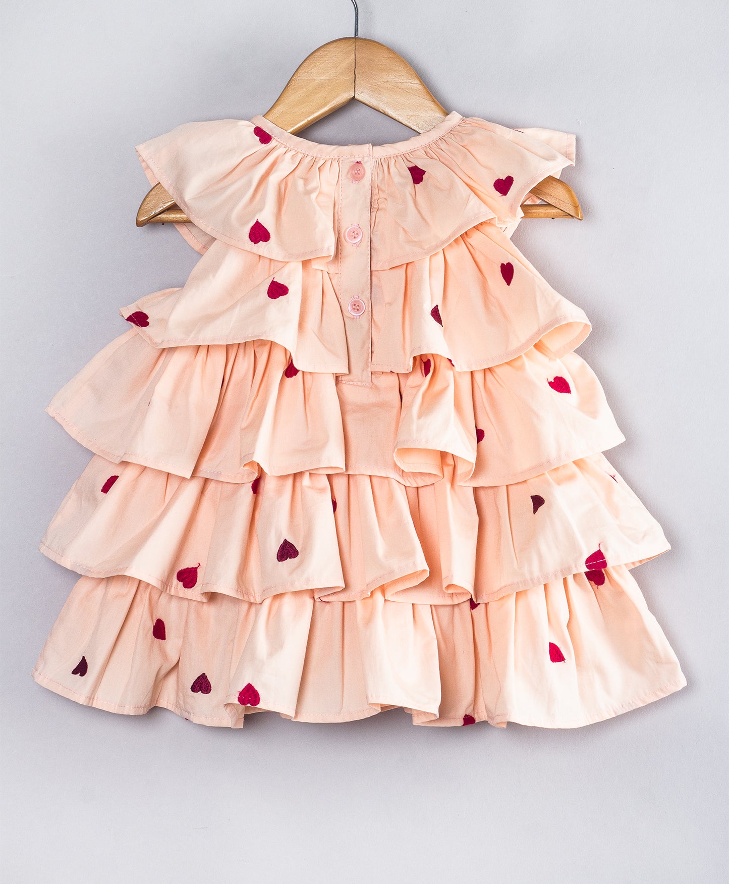 HEART PRINT FRILL INFANT DRESS