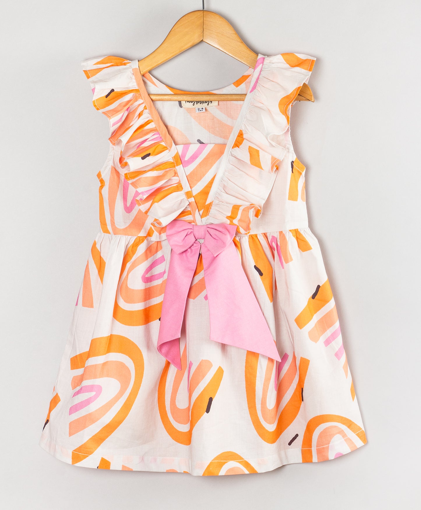 RAINBOW PRINT DRESS WITH A BOW