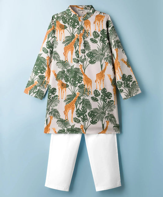 JUNGLE PRINT BOYS KURTA SET