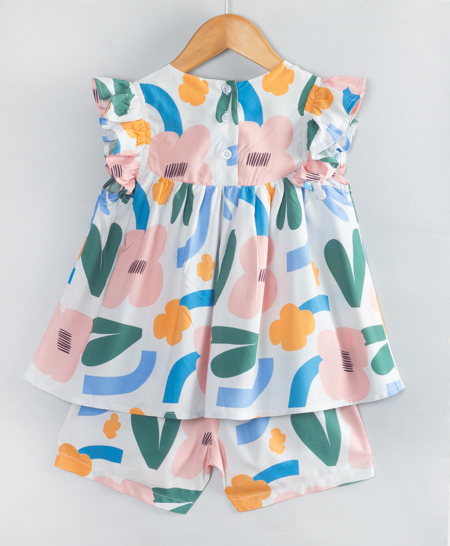 FLORAL GEOMETRIC PRINT SHORTS SET