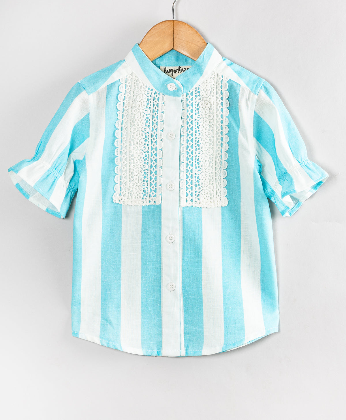 BLUE STRIPE TOP WITH LACES AT FRONT