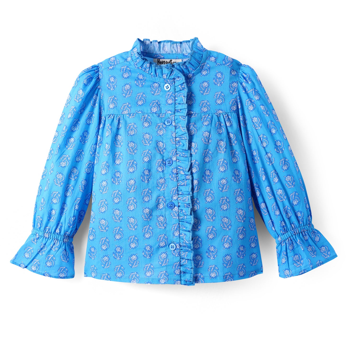 TURQ BLUE MOTIF PRINT TOP