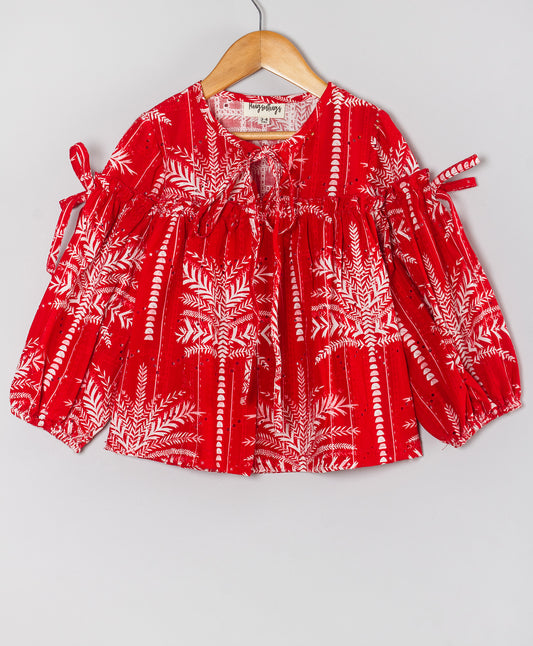 RED PALM TREE PRINT TOP