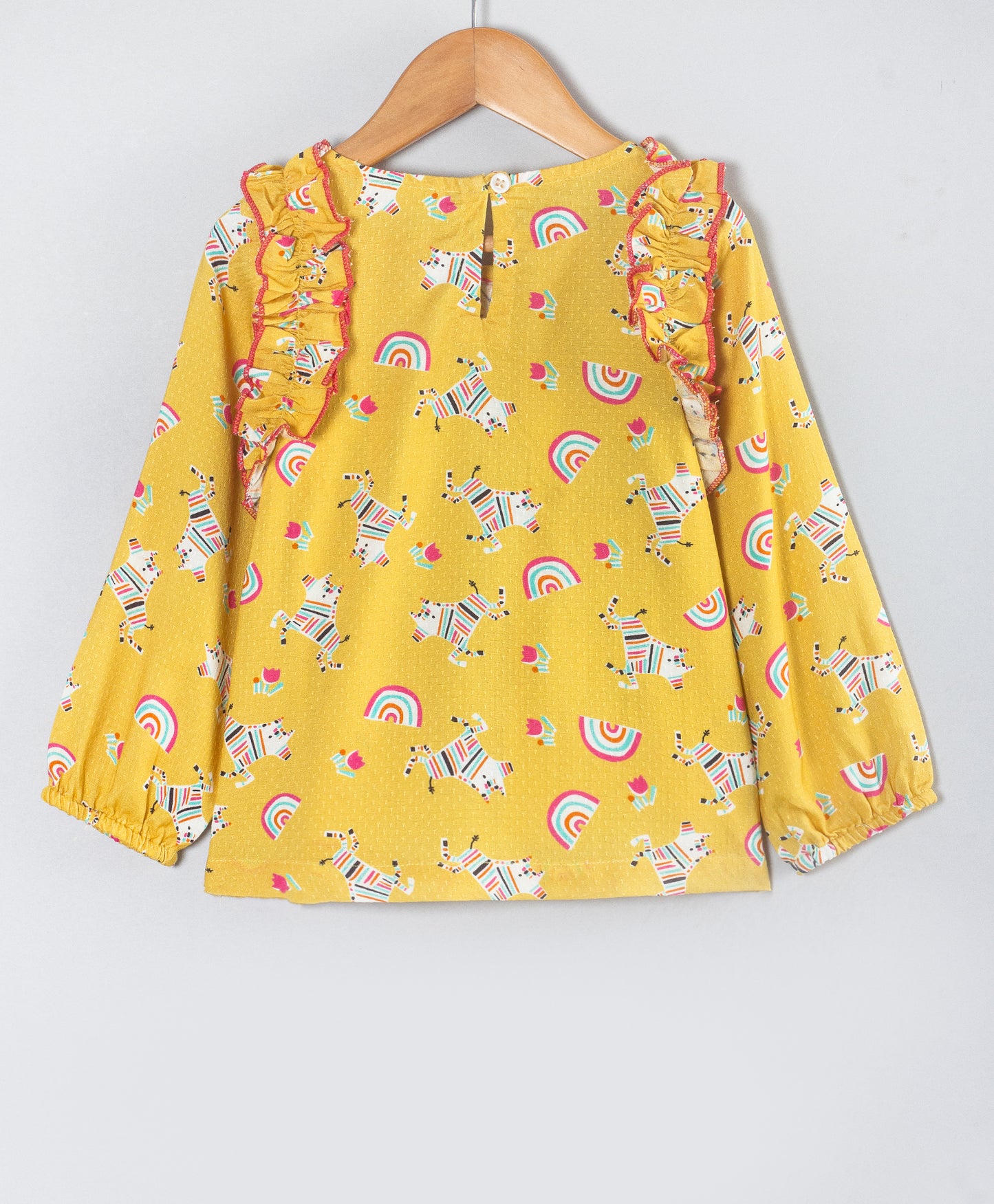 ALL OVER UNICORN PRINT YELLOW TOP